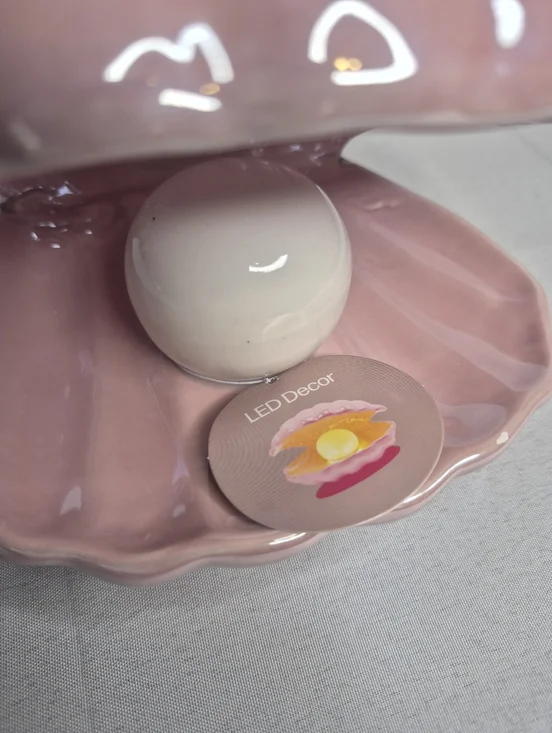 Pink Ceramic Clam Shell LED Decor NEW - Picture 8 of 14